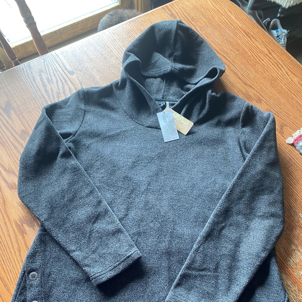 Women's Charcoal Crewneck Hooded Pullover Sweater